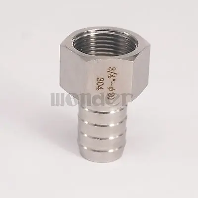 

3/4" BSP Female to 20mm Barb Hose 304 Stainless Steel Splicer Barb Hose Tail Connector 142 PSI