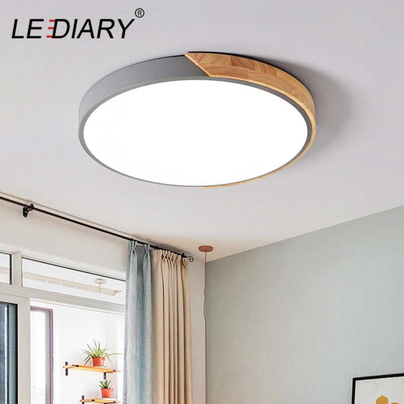 

LEDIARY LED Discolor Ceiling Lamp Acrylic Wooden Round Multicolor 18W 96-265V Ceiling Surface Mounted LED Lighting Fixtures