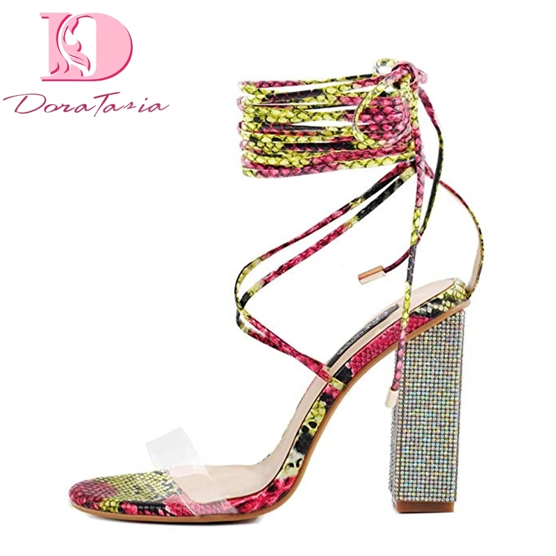 

Doratasia New Big Size 43 Brand Design Party Women Gladiator Shoes Woman Sexy High Heels Women Summer ankle-wrap Sandals