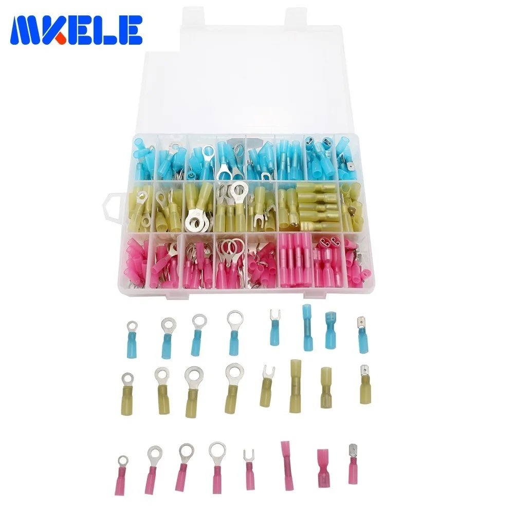 

250pcs/Box Assorted Full Insulated Electrical Wire Terminals Crimp Connector Spade GP-H001 Connectors Kit Electrical Crimp