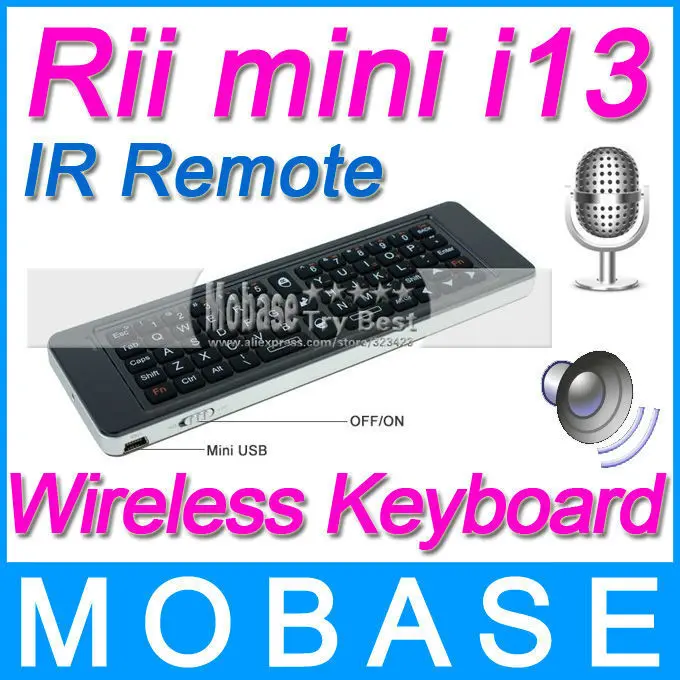 Rii Mini i13 RT-MWK13 2.4G Wireless Keyboard 61 Keys 4in1 Intelligent Air Mouse IR Remote Audio Chat Game Retail Drop Shipping | Компьютеры