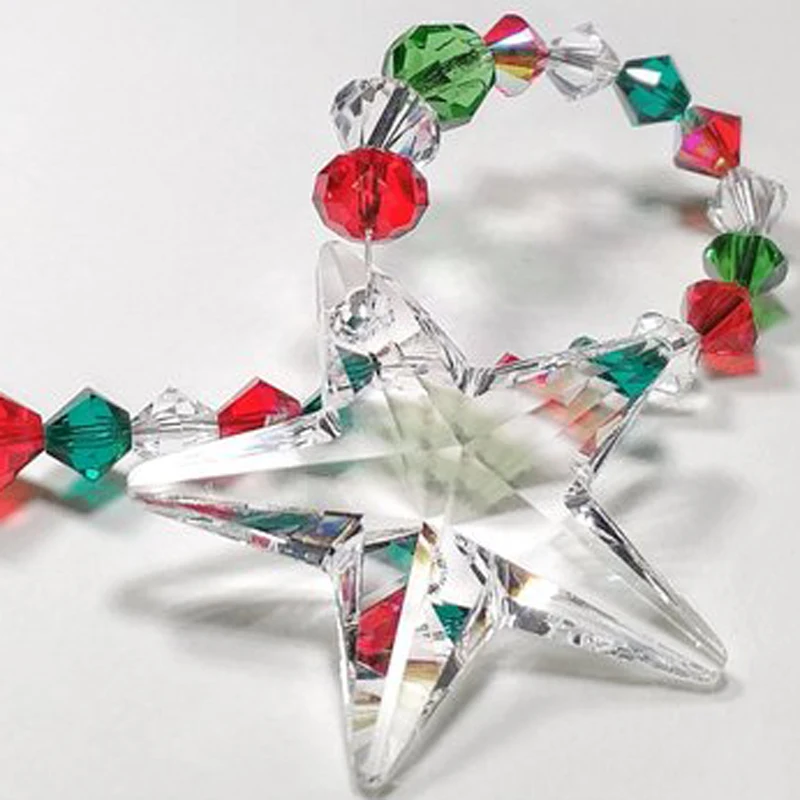 

1PCS Rainbow Crystal Star Suncatcher Chandelier Prisms Pendant Hanging Handmade DIY Decorartion