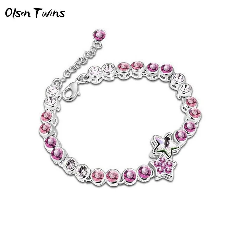 

Olsen Twins Austrian Crystal Pentagram Five-pointed Star Bracelet Femme Elegant Shiny Jewelry Dropshipping