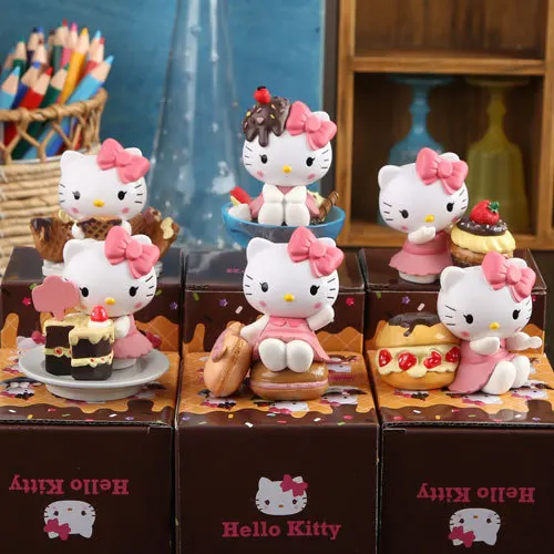 

Anime Hello Kitty Chocolate Patry Ver. 1/10 Scale PVC Action Figure Toys girl's Gift 5-8cm 6pcs/set KT1372