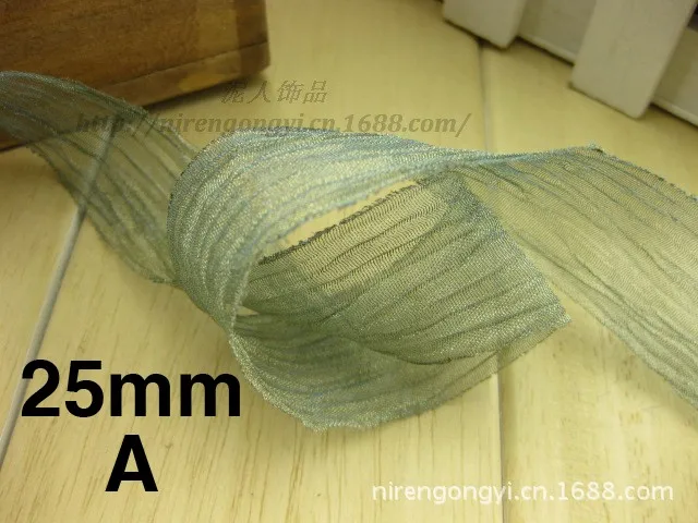 New 25mm Corrugated yarn Riband Organza satin ribbons DIY hair accessories bowknot materials Polyester Ribbons 5Mlot_7