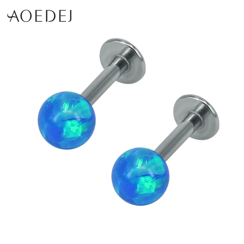 

AOEDEJ Natural Opal Stone 16g Labret Lip Piercing Colorful Jewelry Stainless Steel Helix Piercing Earring Ear Tragus Cartilage