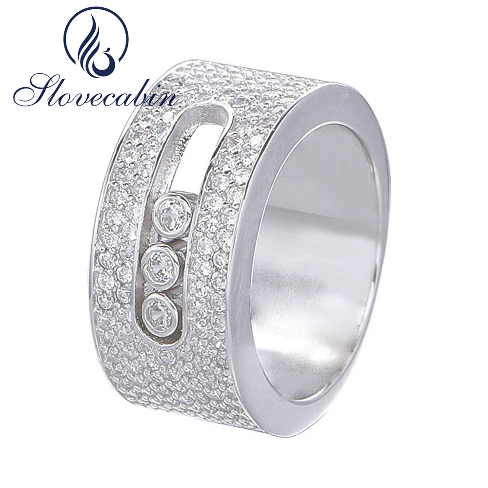 

2017 Brand Popular Pave 925 Sterling Silver Ring With Moved Stone Silver Ring For Women Top-Quality Fine Jewelry Making