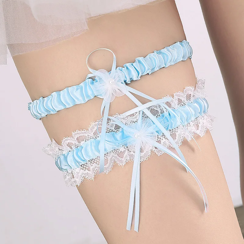 Wedding Garter, Bridal Garter, Lace Garter Set Floral Stretch Lace Bridal Garter Lace & Pearls style