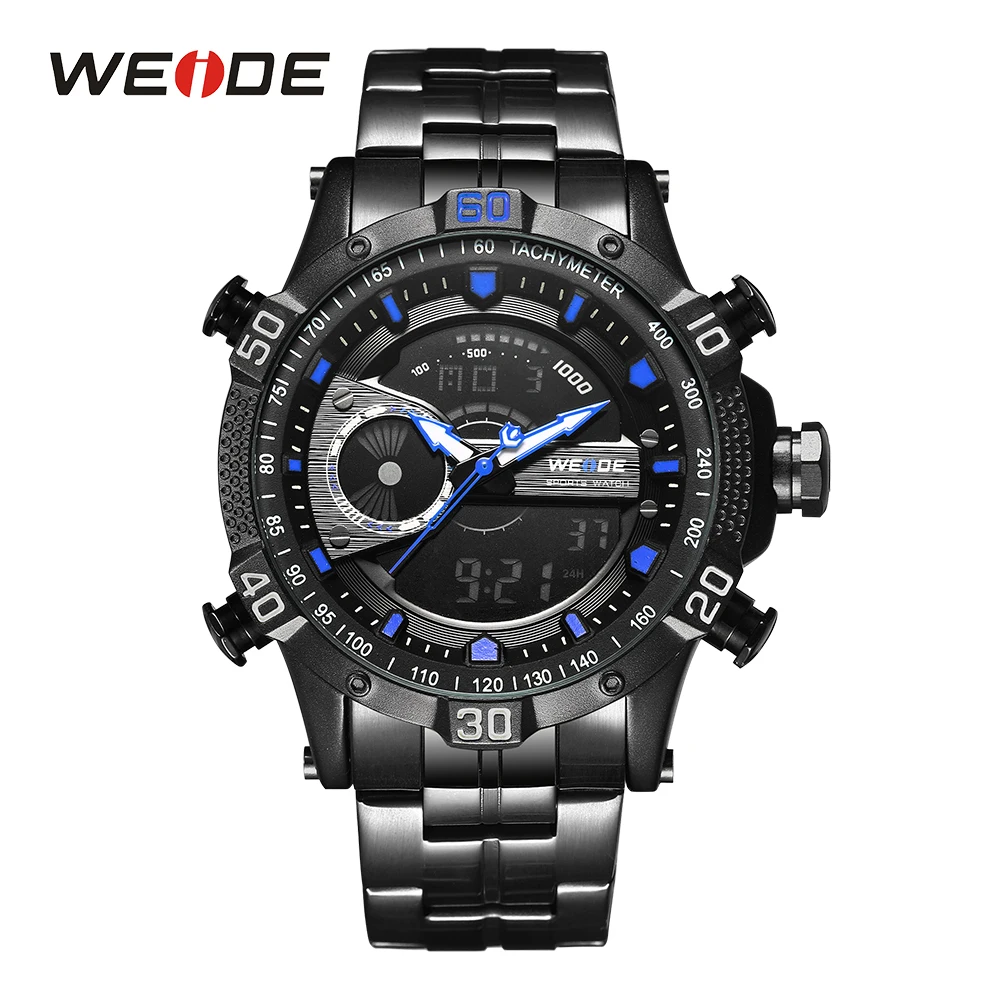 

WEIDE Mens Digital Sport Watch Black Blue Stopwatch Alarm Auto Date Day Analog Clock Quartz Wristwatch Male Orologio Relojes