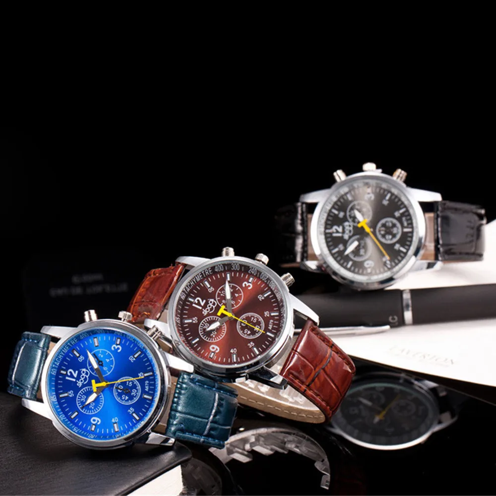 

Luxury Fashion Crocodile Faux Leather Mens Analog Watch Wrist Watches 115