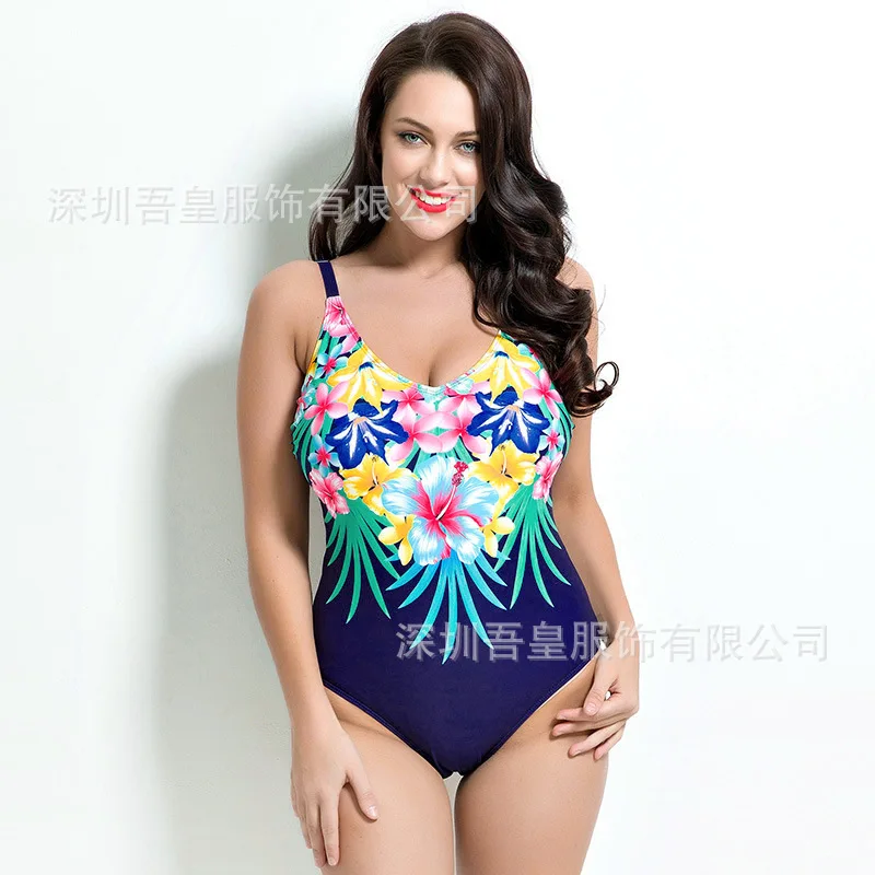

Plus Size Swimwear One Piece 2018 Sexy Push Up Print Floral Bodysuit Bathing Suits Beach Wear High Elastic Swimming Suit