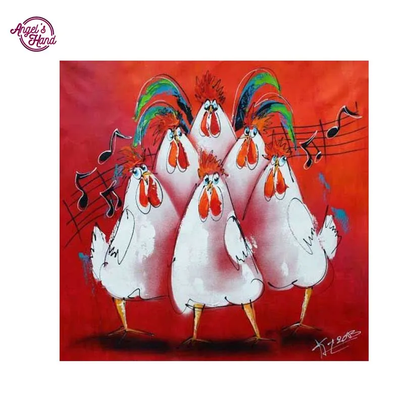 ANGEL S HAND font b music b font chicken Pattern Diamond Embroidery DIY Needlework 5D Diamond