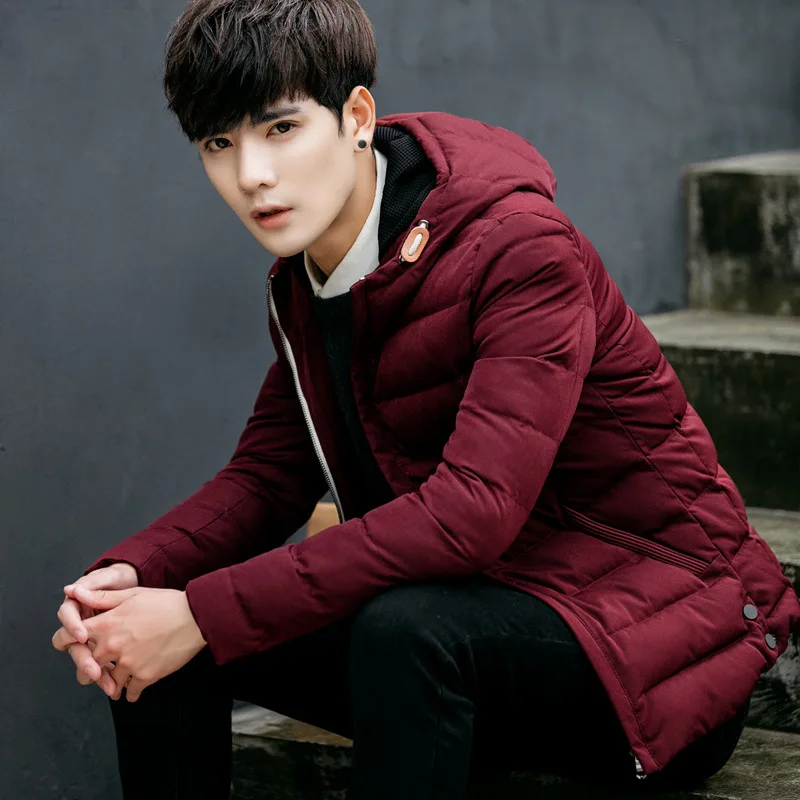 

HoodieStand Mens Winter Short Jackets and Coats Slim Pockets Warm Parkas Coat Korean Style Thick Men Clothes 2018