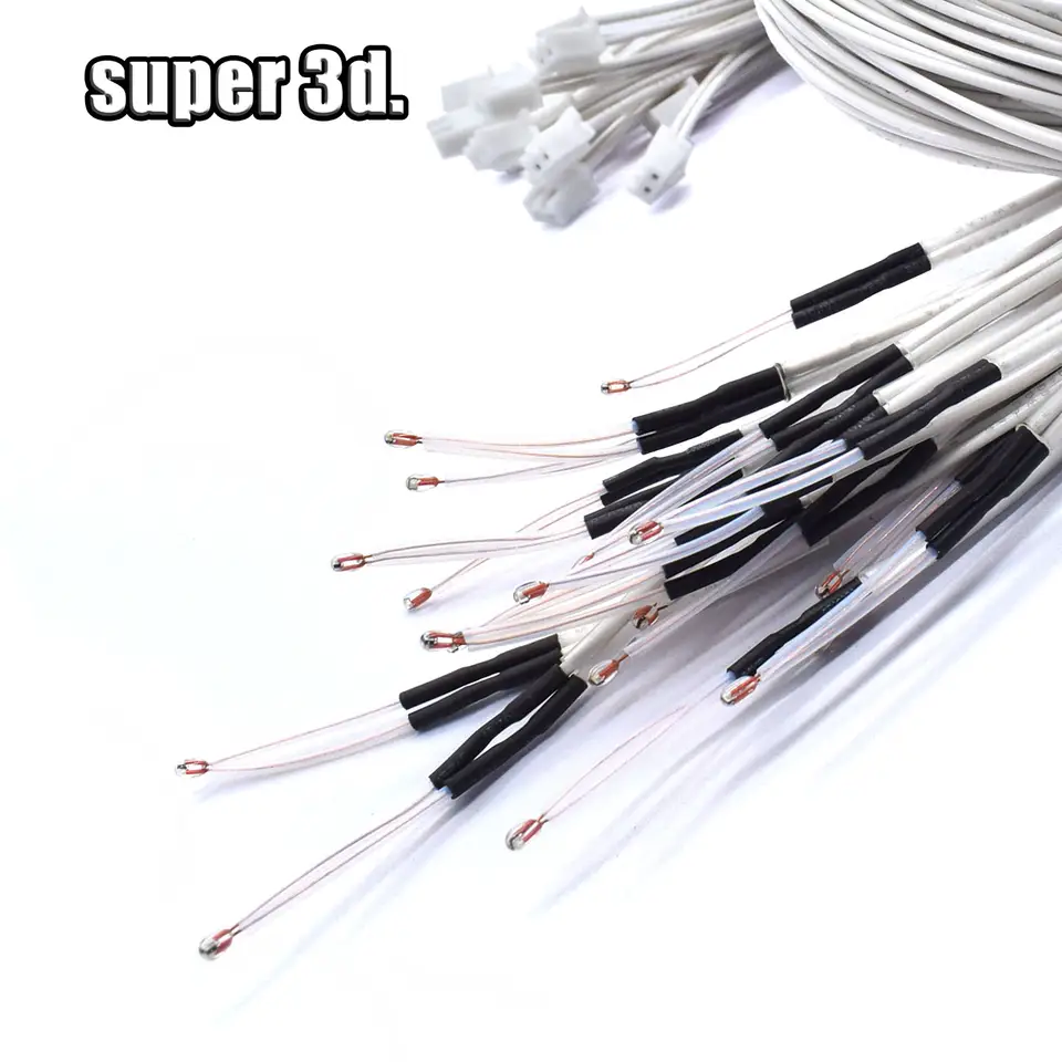 3D Printer Parts Thermistor NTC Temperature Sensor 3950 1% Line 100&150cm 100K with XH2.54 White Terminal 2P Connector Terminal image 2