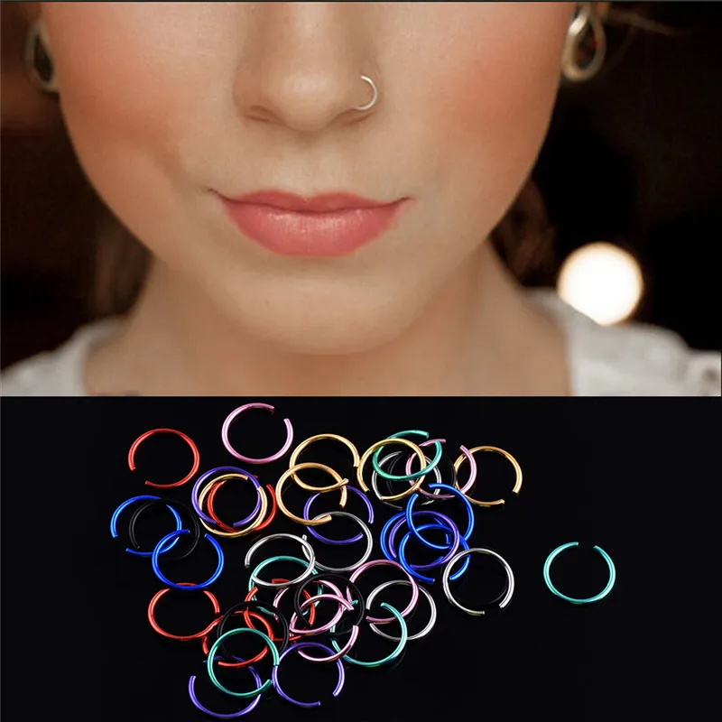 

40Pcs/pack Nose Piercing Ring Fake Septum Body Jewelry Stainless Steel Piercing Nose Hoop