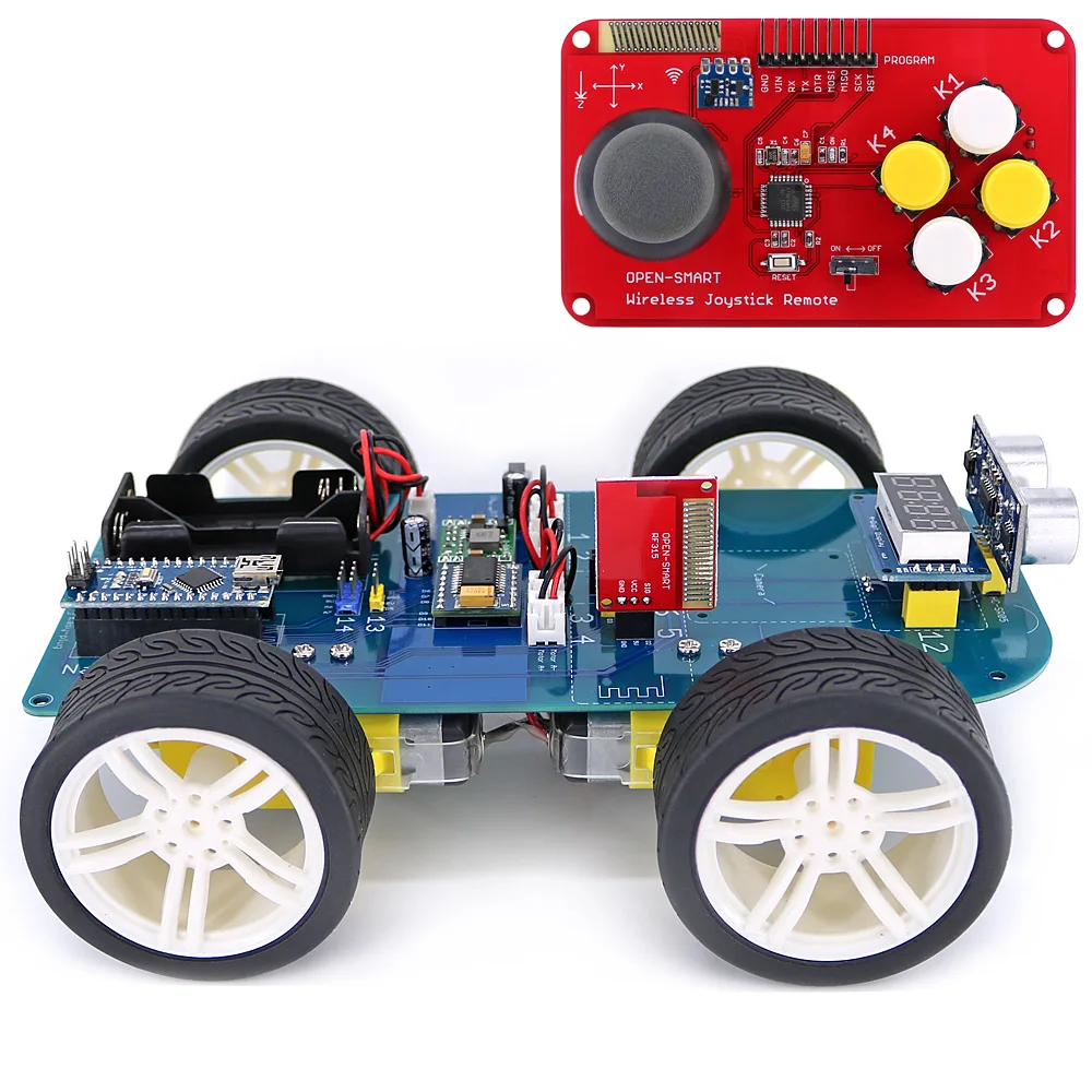 Легко Подключаемый 4WD RF LORA 315MHz беспроводной джойстик пульт дистанционного управления резиновый колесный мотор-редуктор умный автомобильный комплект для Arduino UNO R3/Nano