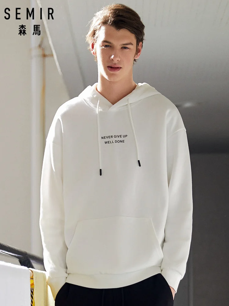 

SEMIR Men Printed Hooded Sweatshirt Men's Pullover Hoodie with Kangaroo Pocket Sweatshirt with Lined Drawstring Hood Fashion