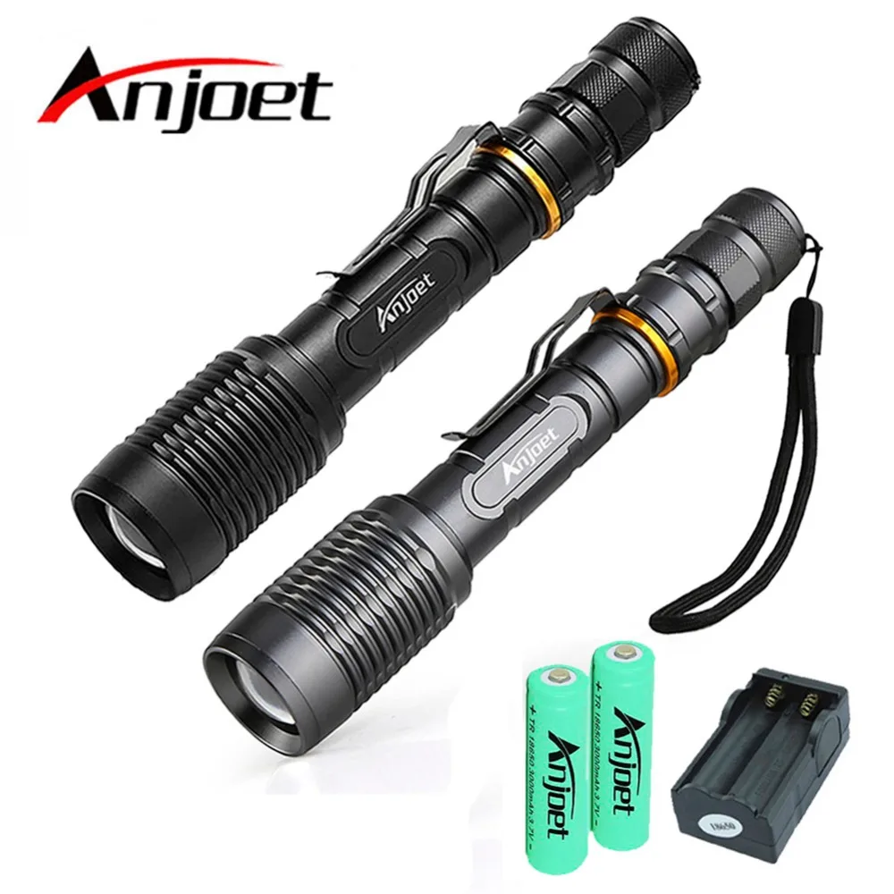 

Anjoet flashlight Tactical Flashlight 6000Lumens CREE XM-L2 Zoomable 5 Modes aluminum Lanterna LED Torch Flashlights For Camping