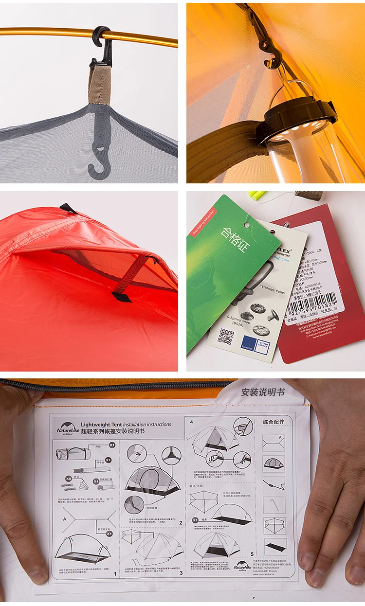Barraca de Acampamento t para 1 Naturehike Ciclismo Mochila Tenda Ultraleve 20d - 210 Pessoa Nh18a095-d 10 Esporte e Lazer