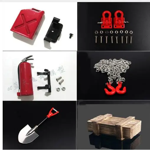 

MN D90 D91 WPL Military Truck RC Car spare parts simulation tool shovel simulation fuel tank trailer rope rescue Fire extinguis