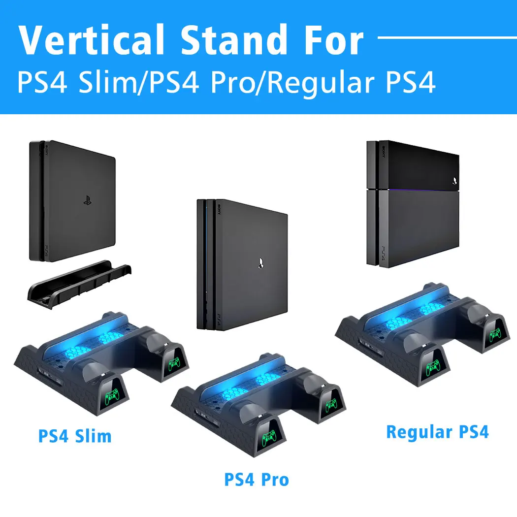 OIVO PS4/PS4 Slim/PS4 Pro двойной контроллер зарядное устройство консоль вертикальная охлаждающая подставка зарядная станция светодиодный кулер для Sony Playstation 4