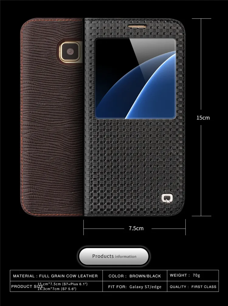 QIALINO Модный чехол из натуральной кожи с узором для samsung Galaxy S7, чехол ручной работы для S7 edge, для G9300, для G9350 5,1/5,5