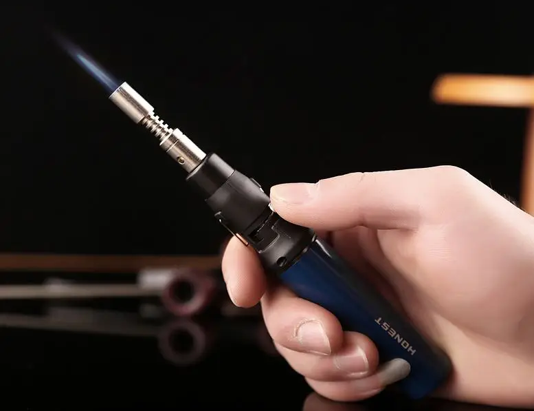 

Men's Gift Cigarette Lighter Cigar Blowtorch Cooking Soldering Butane Gas Torch Flame Gun Blow Jet Burner Welding Burning BBQ