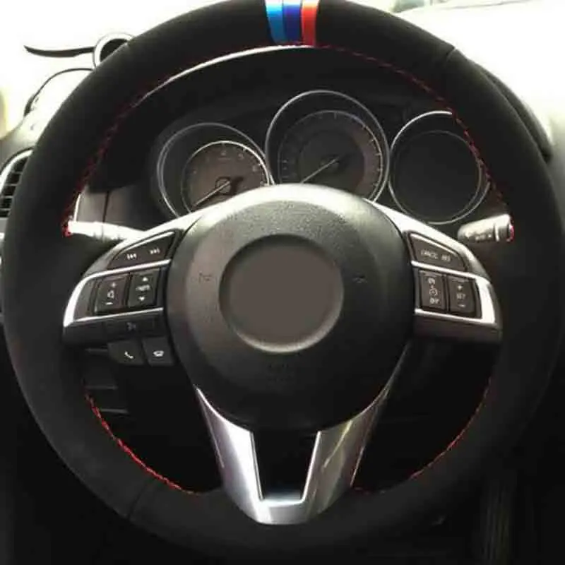 Car styling Suede Leather Hand stitched Car Steering Wheel Covers For