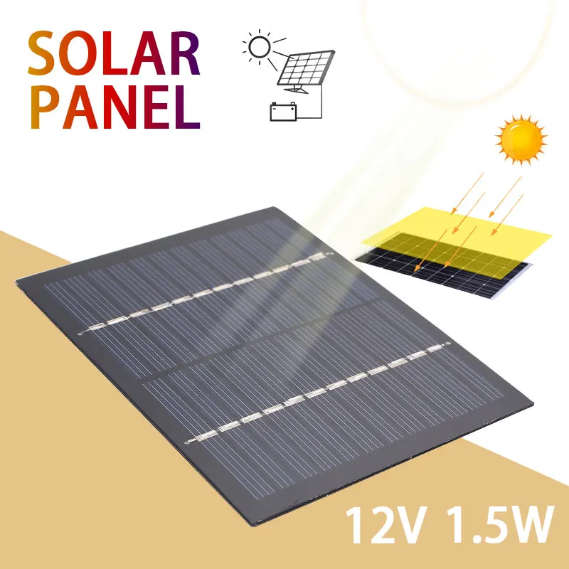 

Solar Panel 12V 1.5W 115mm*85mm Mini Solar System DIY For Battery Cell Phone Chargers Portable Solar Cell Solar Device PArts
