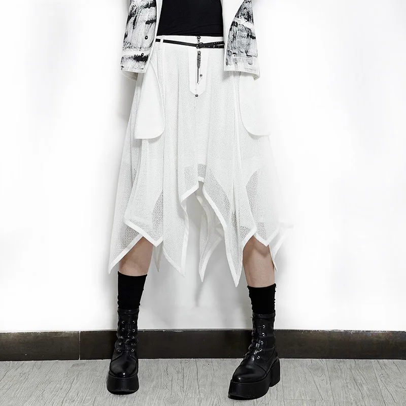 Nieuwe Originele Gothic Punk Asymmetrische Mesk Rok Vrouwen Zwart Wit Hoge Taille Rokken Effen Kleur Zomer Mid-Culf PQ-149 Nieuwe Originele Gothic Punk Asymmetrische Mesk Rok Vrouwen Zwart Wit Hoge Taille Rokken Effen Kleur Zomer Mid-Culf PQ-149