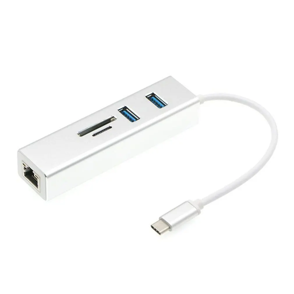 

Usb C 5 In 1 Hub 3.0 Type-C Adapter Data Synchronized Card Reader Rj45 Ethernet Lan For Macbook Laptop Pc Tablet Otg Usb Hub