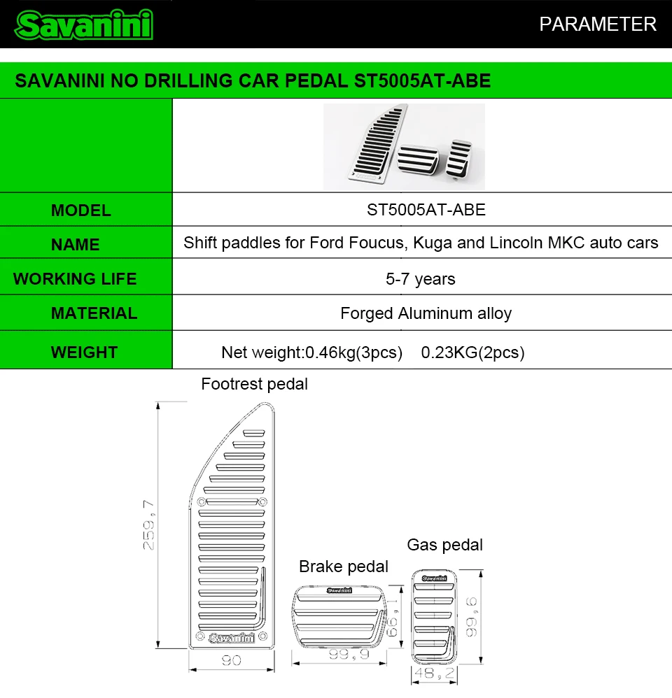 Savanini подножка газа ускоритель педали тормоза для Ford Focus Kuga и Линкольн МКС авто автомобили! Алюминий сплав! Нет необходимости в сверлении