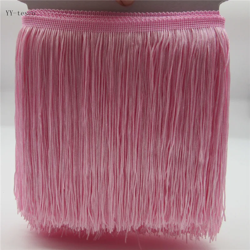1 ярдов 20 см длинная кружевная бахрома отделка полиэстер кисточка Роза бахрома отделка для Diy латинское платье одежда кружевные аксессуары лента - Цвет: Pink