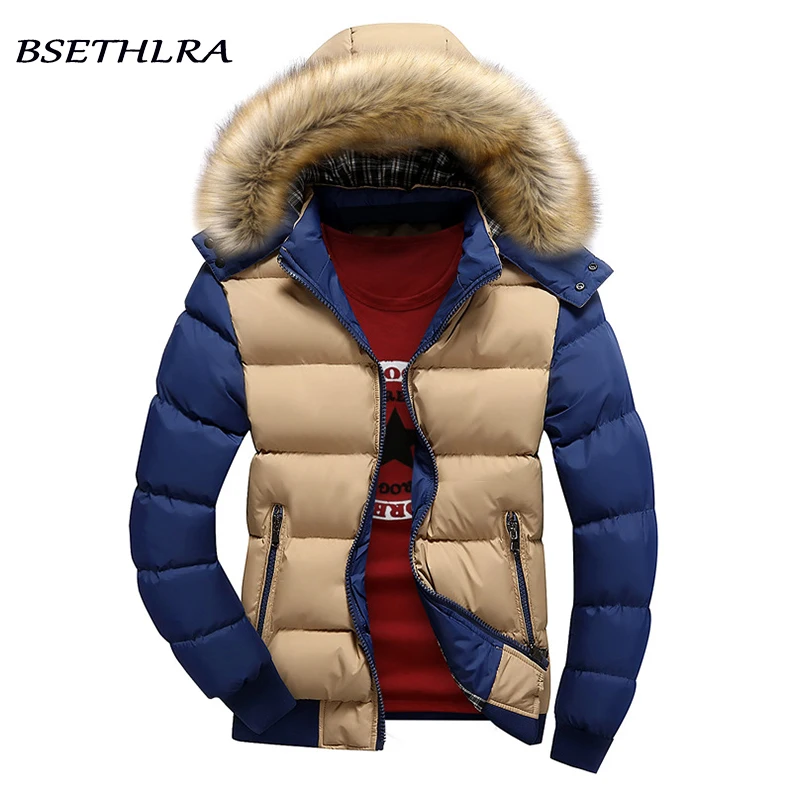 Мужская парка с капюшоном BSETHLRA хлопковая куртка в стиле пэчворк на осень и зиму M