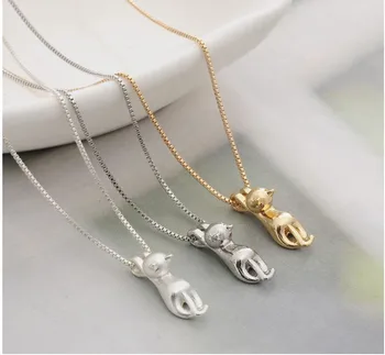 

Fashion Cute Cat Necklace & Pendant For Women Gift Silver Gold Color Wholesale Trendy Animal Pet Charm Jewelry Colar de Plata