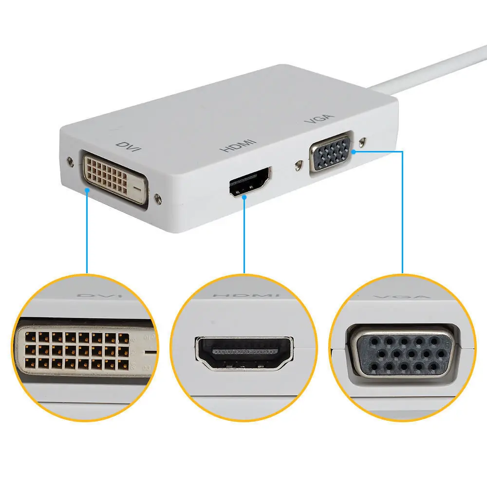 

Thunderbolt Mini Display Port to HDMI-compatible DVI VGA Converter For Mac Surface MD13A-w