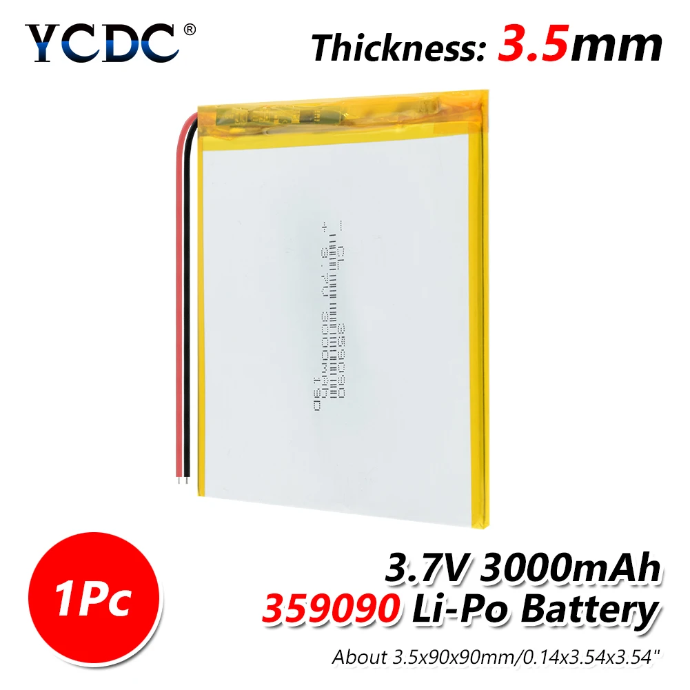 3 7V 359090 3,7 v 3000mah li-po ion lipo аккумуляторов 1/2/4 шт. литий-полимерный аккумулятор для dvd gps навигации