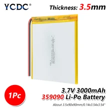 3 7V 359090 3,7 v 3000mah li-po ion lipo аккумуляторов 1/2/4 шт. литий-полимерный аккумулятор для dvd gps навигации