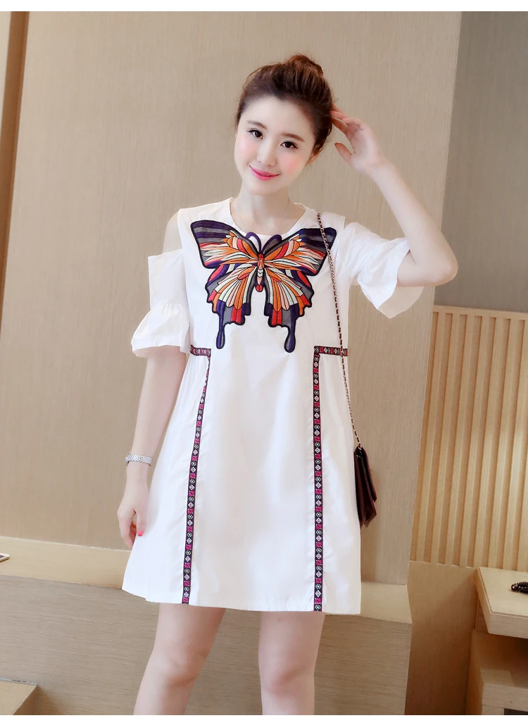 

2017 Women New Dress Fashion Sexy Casual White Blue A-Line Short Sleeve Knee-Length O-Neck S M L XL Animal Tank Dresses S4549