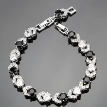 925 пробы серебро 18+ 2 см женские круглые черные белые браслеты с драгоценными камнями серебро 925 ювелирные изделия для женщин подарочная коробка