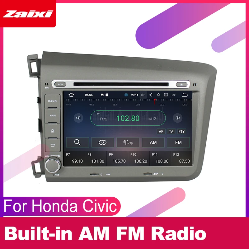 Sale ZaiXi android car dvd gps multimedia player For Honda Civic 2012~2015 car dvd navigation radio video audio player Navi Map 4