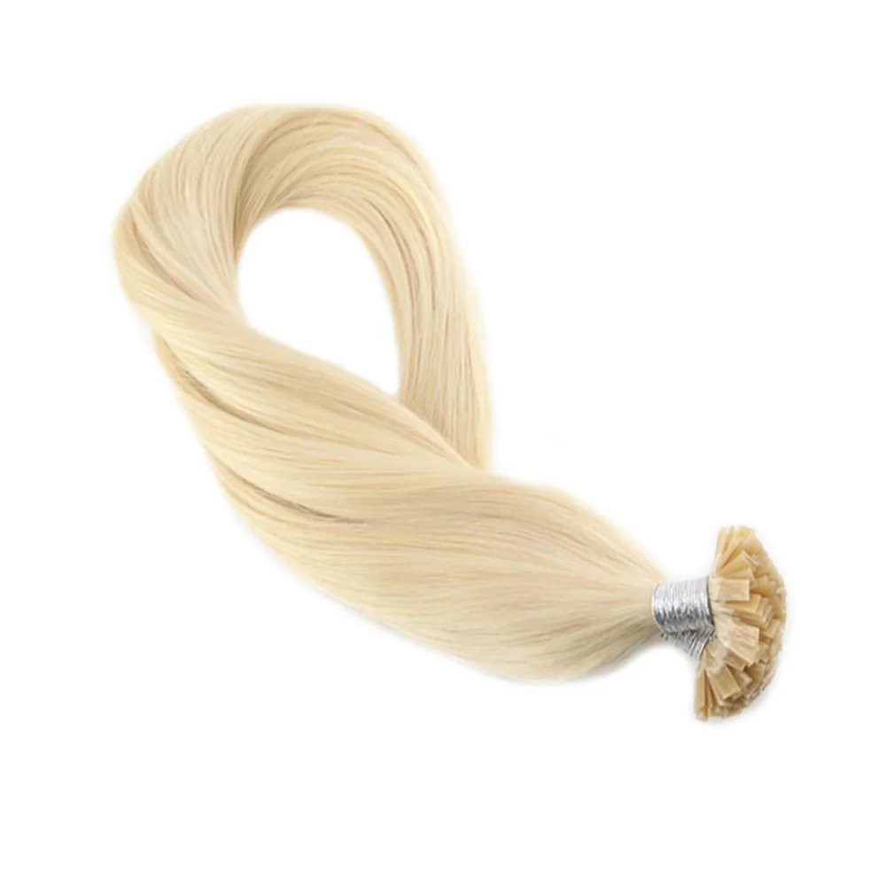 

Moresoo Bleach Blonde #613 Straight Fusion Keration Flat Tip Machine Remy Human Hair Extensions 1.0g/s 50g/pack