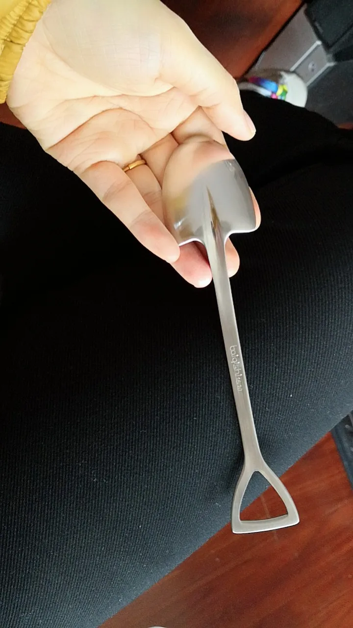 304 stainless steel shovel spoon Dessert Tea Spoon For Picnic Kitchen Accessories retro cute shovel spoon 18.5cm