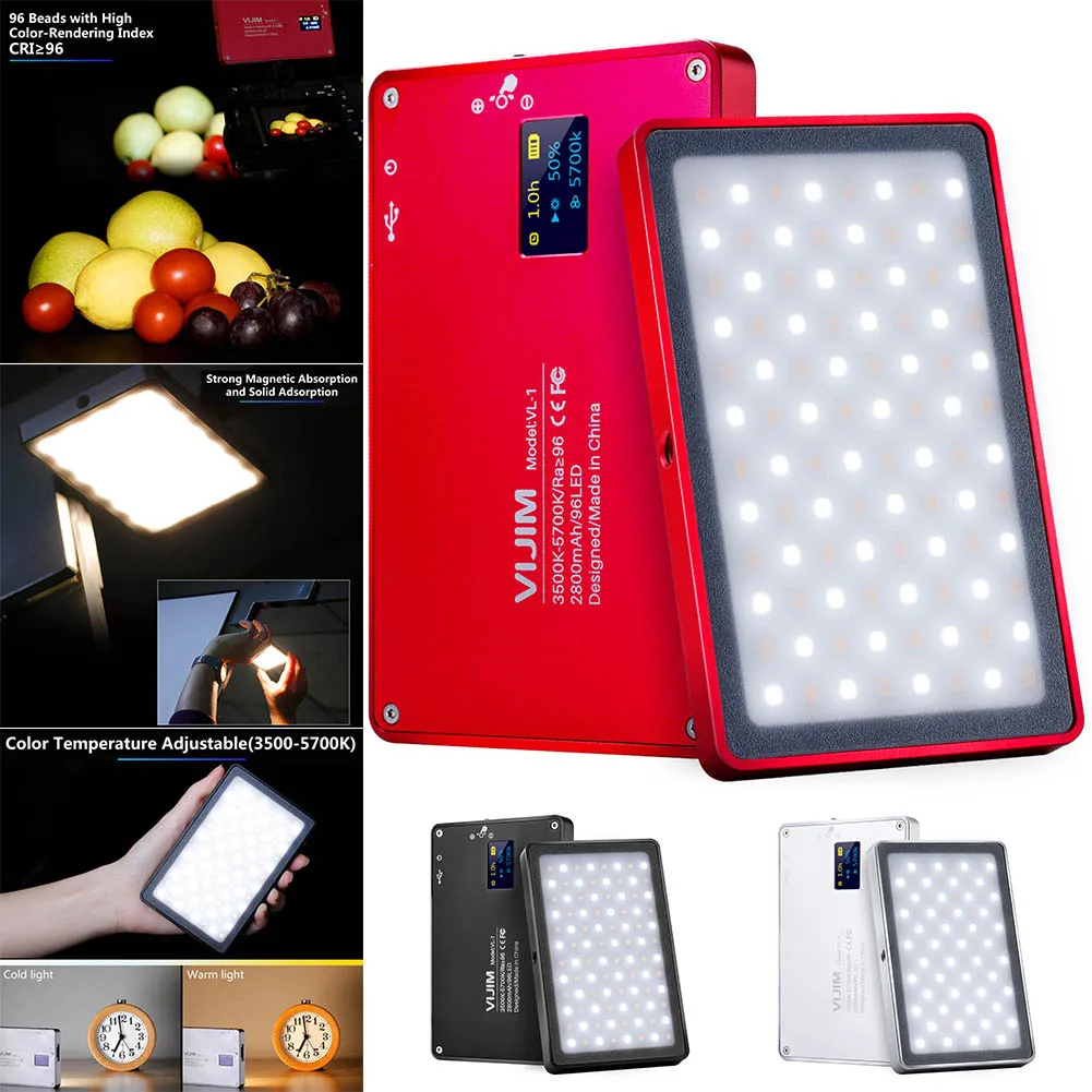 

Mini Phone LED Light OLED Screen 96 Beads Magnetic Aluminum Alloy Portable Lamp for Selfie SD998