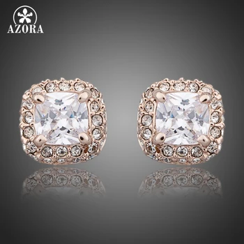 

AZORA Rose Gold Color Stellux Austrian Crystal Rectangle Stud Earrings TE0077