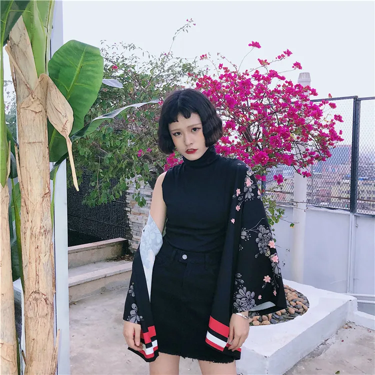 HARAJUKU digit print 2018 летнее Кимоно Кардиган Женская верхняя одежда Солнцезащитная