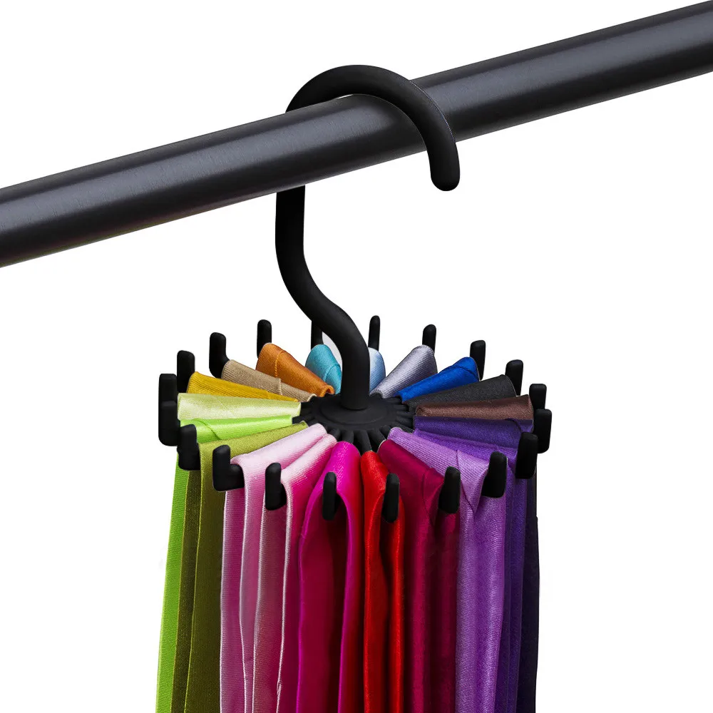 

360 Degree Rotating Tie Rack Belt Hangers Scarf Holder Hook for Closet Organizers Home Hanging Necktie Belt Shelves Organizer 30