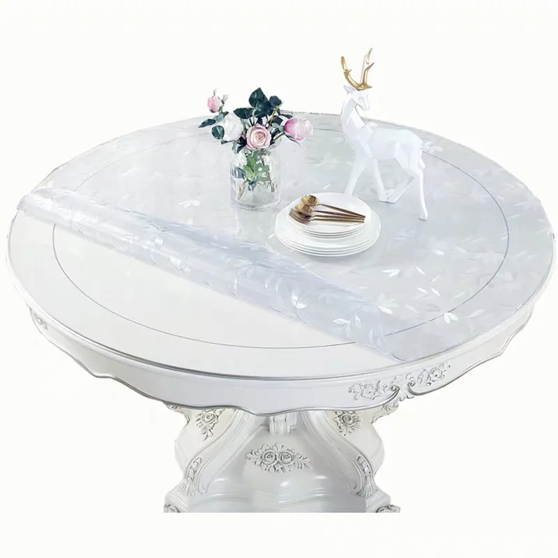  BALLE PVC Round Transparent Table Cover Dinning Waterproof Tablecloth Round Desk Pad Soft Glass Hea