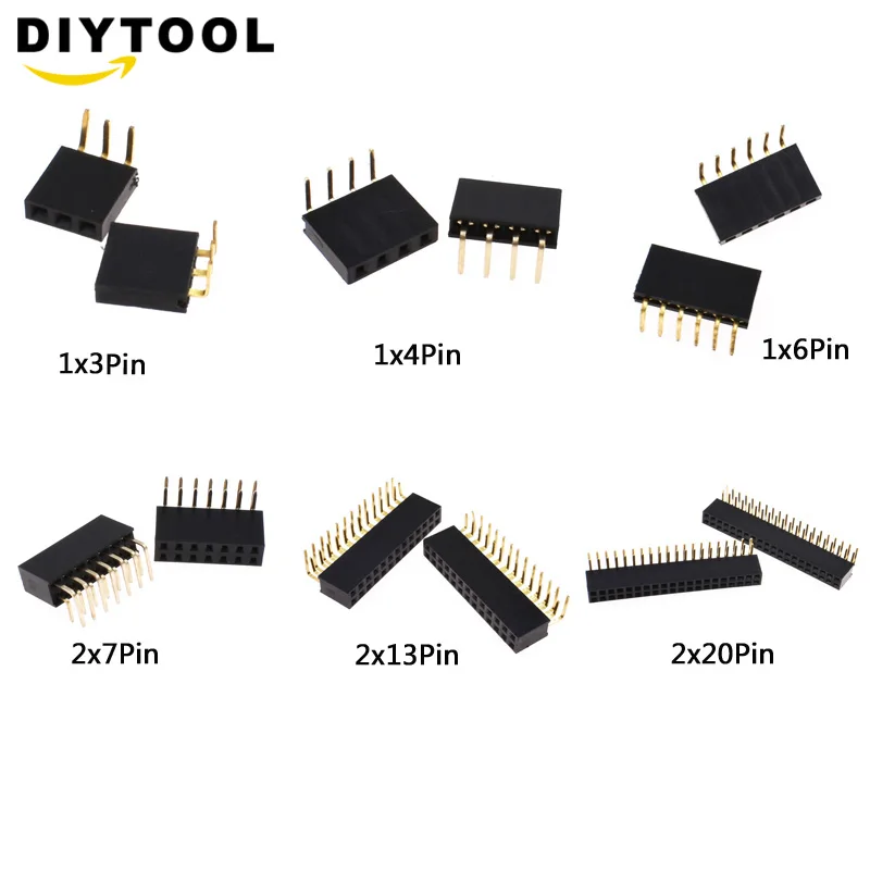 10 шт. 1X3 1X4 1X6 2X7 2X13 2X20 Pin 2,54 мм правый угол Однорядный штыревой разъем типа «папа» 90 градусов иглы Разъем