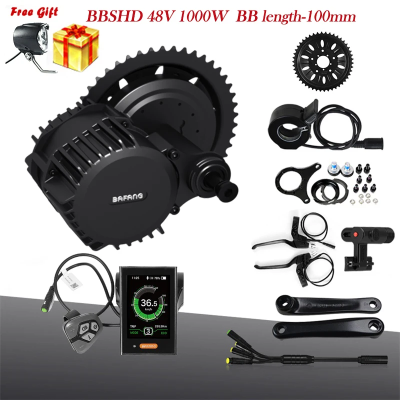 

48V 1000W 100mm Mid Drive Motor 8fun Bafang BBS03 BBSHD Electric Bicycle Conversion Kit DPC18 850C 500C C965 C961 E Bike Display